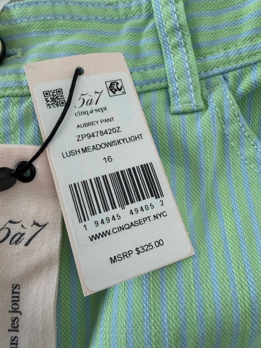 NWT Cinq a Sept Aubrey Pant Striped Cropped Size 16 - Picture 6 of 9